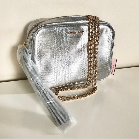 Victoria’s Secret Metallic Silver Tassel ZipUp Bag - Picture 8 of 9